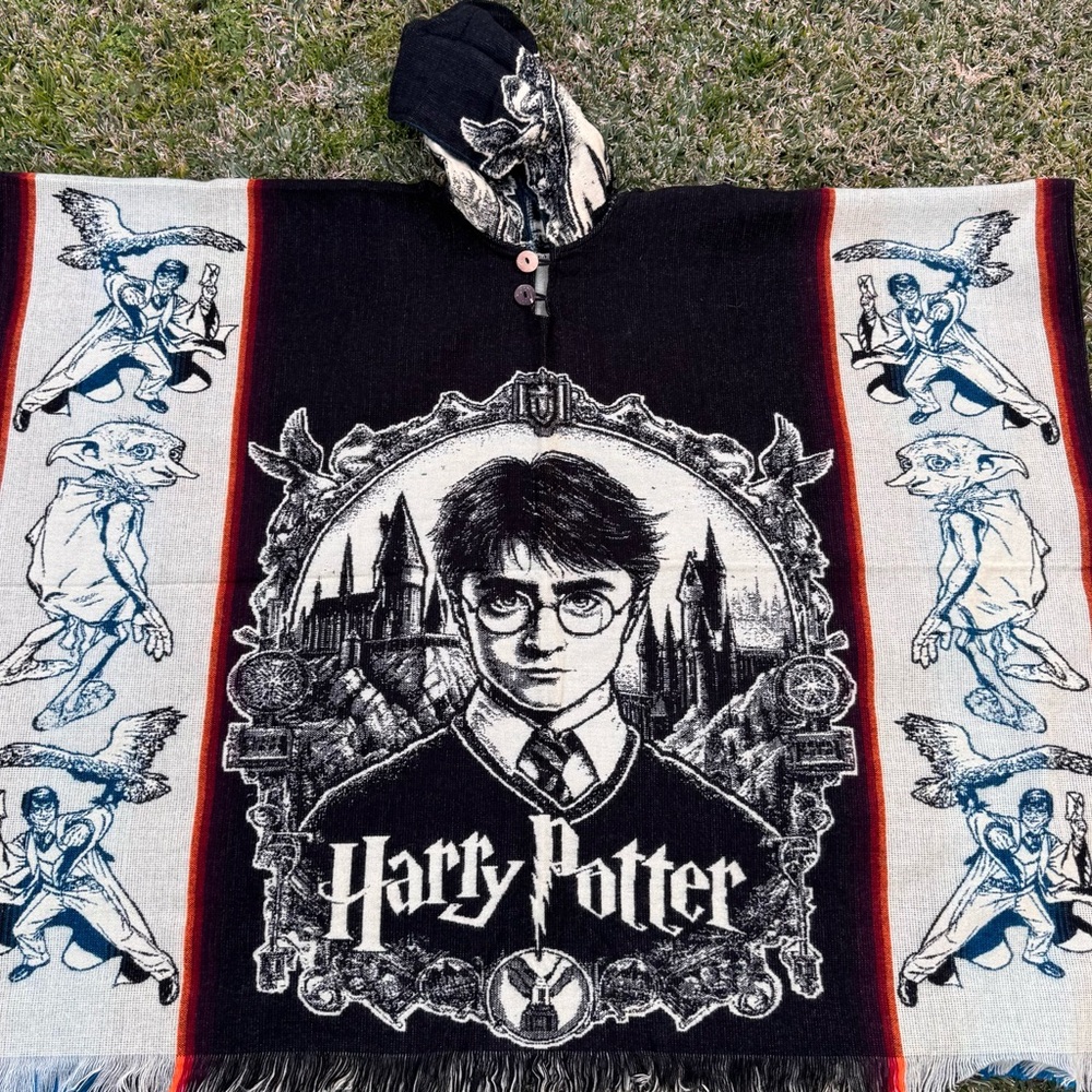 Harry Potter inspired adult size alpaca poncho, unisex, one size, hooded.